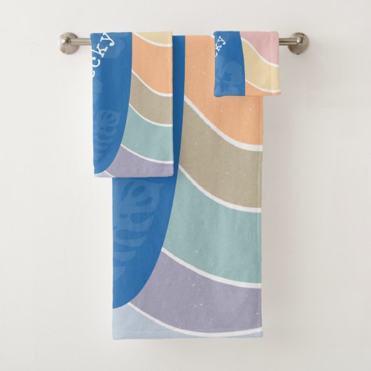 Planche de surf Blue Hawaii sur vagues pastel (En situation)
