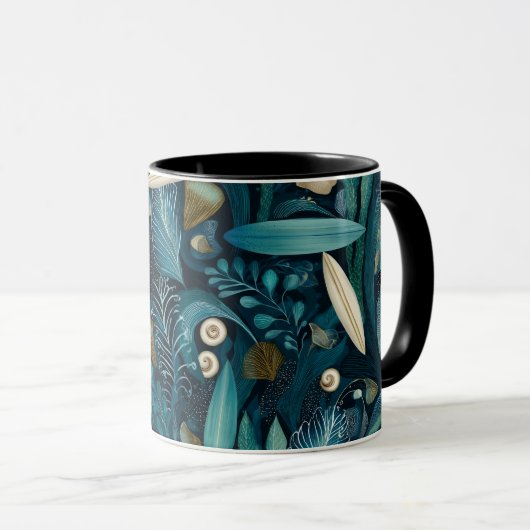 Planche de surf élégante et mug de plage aux algue (Devant droit)