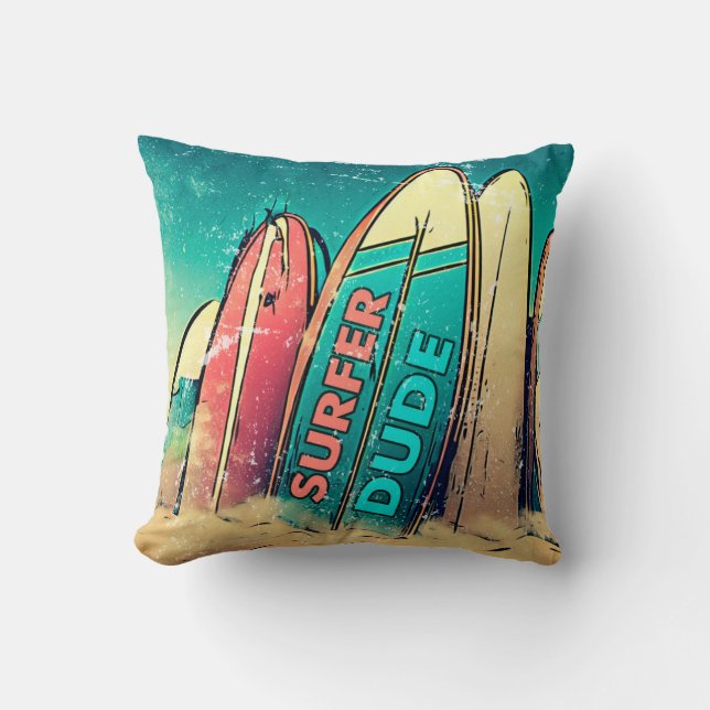 Planche de surf Surfer Dude Throw Coussin (Recto)