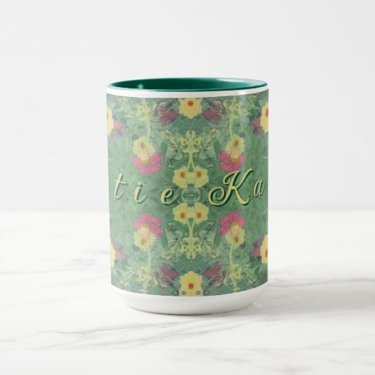 Plancher de la forêt florale avec nom Mug (Centre)