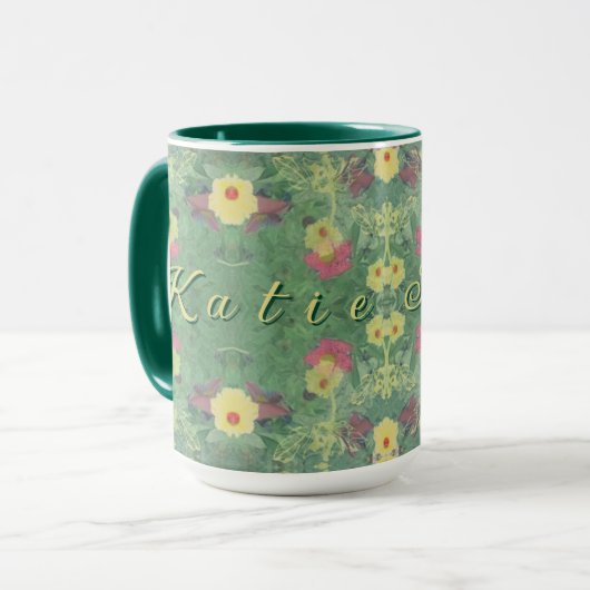 Plancher de la forêt florale avec nom Mug (Devant gauche)