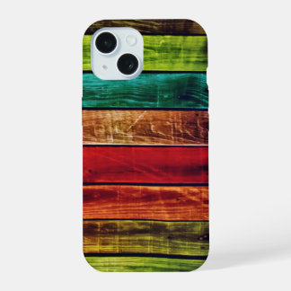 Planches de bois peintes en rouge, vert, sarcelle