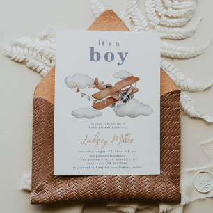 Plane Baby shower Invitation Baby jongen Kaart