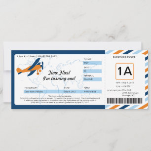 Plane Birthday Boarding Pass Ticket Kaart