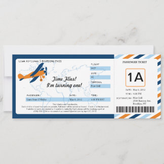  Plane Birthday Boarding Pass Ticket Kaart