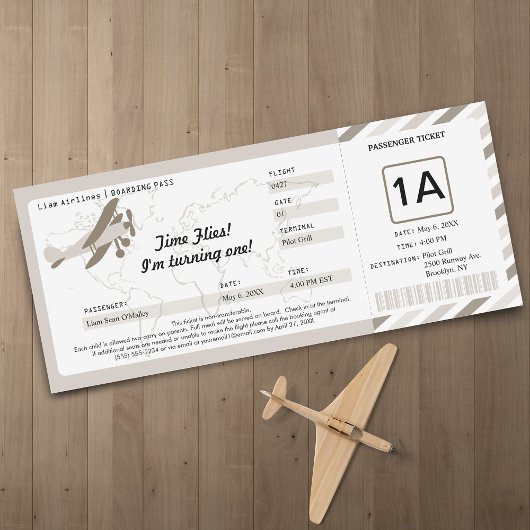 Plane Birthday Boarding Pass Ticket Kaart