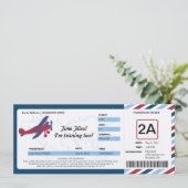  Plane Birthday Boarding Pass Ticket Kaart (Staand voorkant)