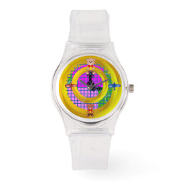 Plane Bowtie op moderne roze blokken Horloge