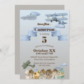 Plane & Cute Town Aviation Verjaardagsfeest Kaart (Voorkant / Achterkant)