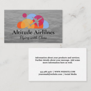 Plane en kleurrijke cirkels Logo Wolken Visitekaartje