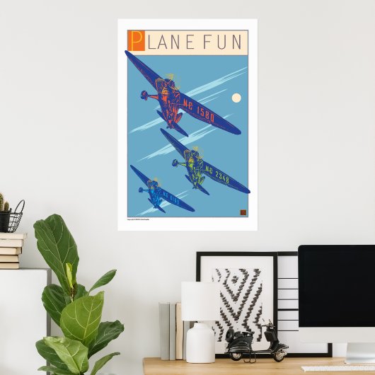 Plane Fun-Print Poster (Thuiskantoor)