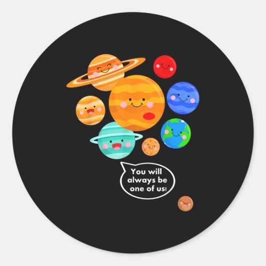 Plane Funny Cartoon Planets Never Forget  Ronde Sticker (Voorkant)