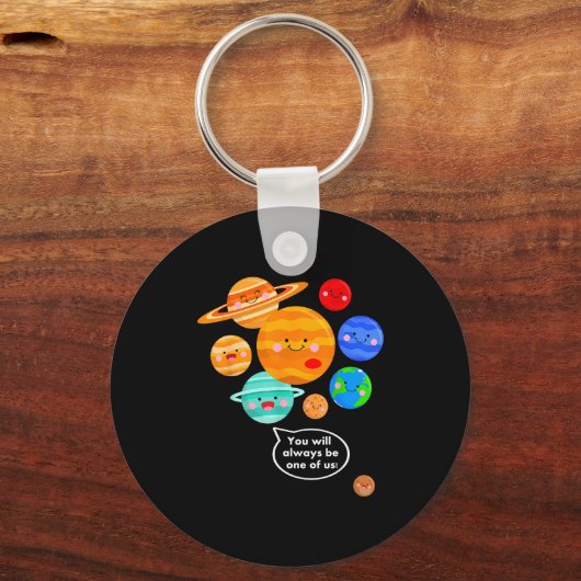 Plane Funny Cartoon Planets Never Forget Sleutelhanger (Voorkant)