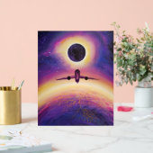 Plane in flight city and eclipse acryl bord (Huwelijk)