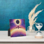 Plane in flight city and eclipse fotoplaat (Insitu)