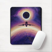 Plane in flight city and eclipse muismat (Met muis)