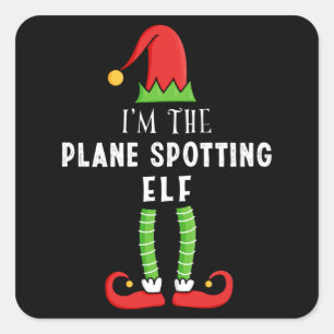 Plane spot Elf kerstcadeau familie Vierkante Sticker