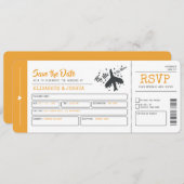 Plane Wedding Ticket Invitation Kaart (Voorkant / Achterkant)