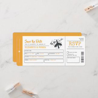Plane Wedding Ticket Invitation Kaart