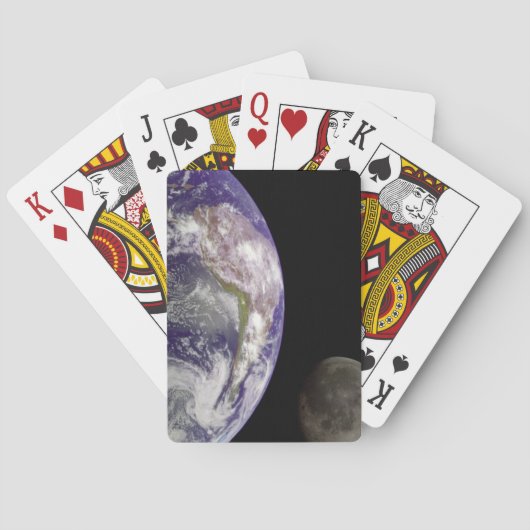 Planeet Aarde en Maan Speelkaarten (Achterkant)