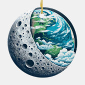 Planeet Aarde en Zijn Maan: Hemelwonder Keramisch Ornament (Achterkant)
