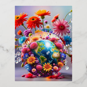 Planeet Aarde Folie Feestdagen Briefkaart