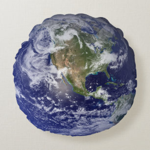 Planeet Aarde Ruimte Zonnestelsel Huis Blauw Rond Kussen