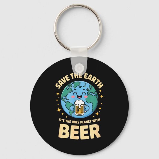 Planeet bier aarde dag opslaan sleutelhanger (Voorkant)