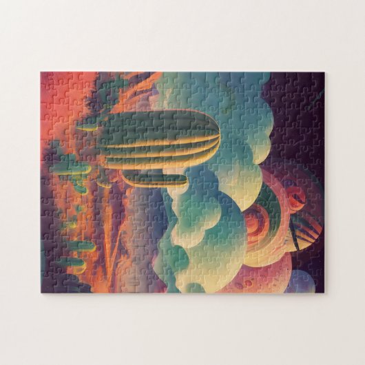 planeet cactus space psychedelic legpuzzel (Horizontaal)