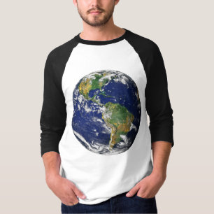 PLANEET EARTH UIT RUIMTE Mannen Raglan lange hoes T-shirt