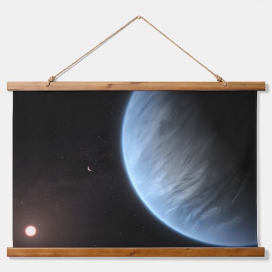 Planeet K2-18b, gastheer ster en bijbehorende plan Hangend Wandkleed (Voorkant)