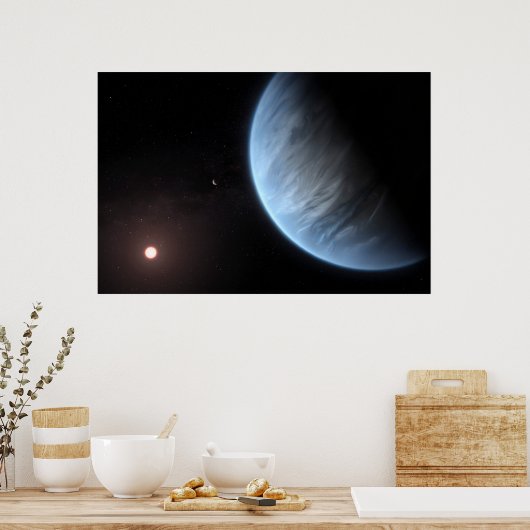 Planeet K2-18b, gastheer ster en bijbehorende plan Poster (Keuken)