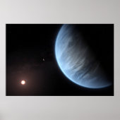 Planeet K2-18b, gastheer ster en bijbehorende plan Poster (Voorkant)