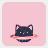 Planeet Kat Vierkante Sticker (Voorkant)