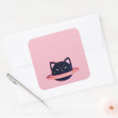 Planeet Kat Vierkante Sticker (Envelop)