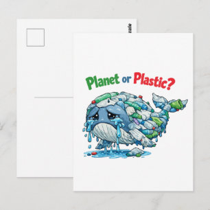 Planeet of Plastic? Red de Walvis Oceaan. Briefkaart