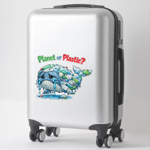 Planeet of Plastic? Red de Walvis Oceaan. Sticker
