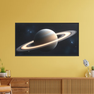 Planeet Ruimte Wand Kunst – Minimaal Kosmisch Plan Canvas Afdruk