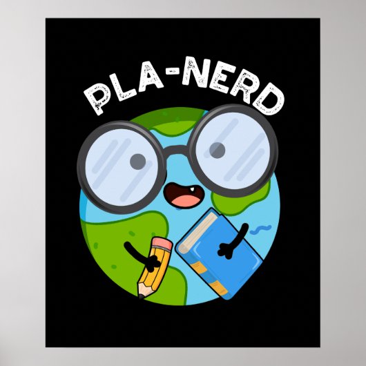 Planerd Grappige Planeet Woorden Grauwe BG Poster (Voorkant)