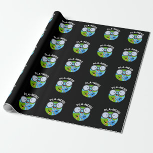 Planerd Grappige Planeet Woordspelingen Donkere BG Cadeaupapier