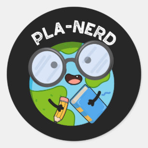 Planerd Grappige Planeet Woordspelingen Donkere BG Ronde Sticker