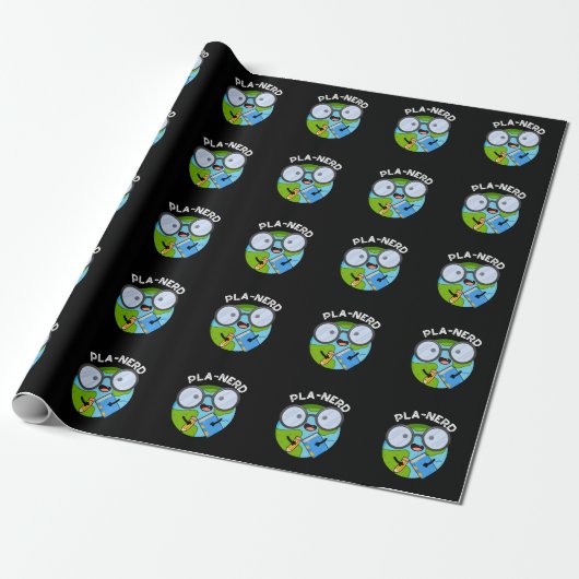 Planerd Grappige Planet Puns Dark BG Cadeaupapier (Uitgerold)