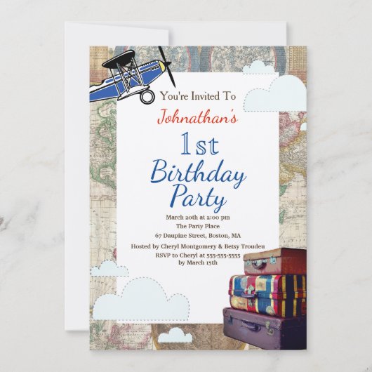  Planes & Clouds World Travel Baby shower Kaart (Voorkant)