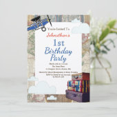  Planes & Clouds World Travel Baby shower Kaart (Staand voorkant)