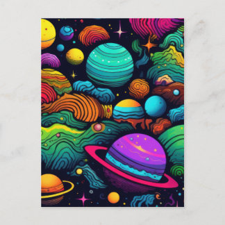 Planet background briefkaart