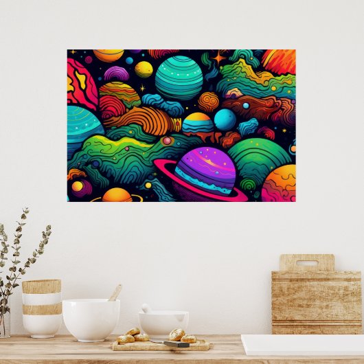 Planet background LARGE Poster (Keuken)