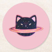 Planet Cat Ronde Kartonnen Onderzetter (Voorkant)