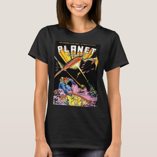 Planet Comics Laser Attack  Comics Black T-shirt (Voorkant)