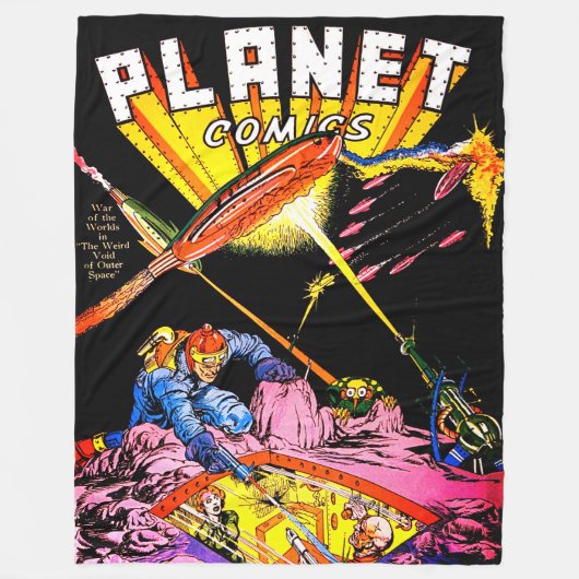 Planet Comics Laser Attack Sci Fi  strips Fleece Deken (Voorkant)