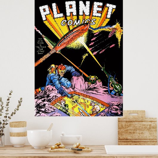 Planet Comics Laser Attack Sci Fi strips Poster (Keuken)